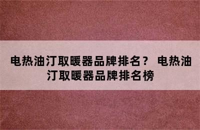 电热油汀取暖器品牌排名？ 电热油汀取暖器品牌排名榜